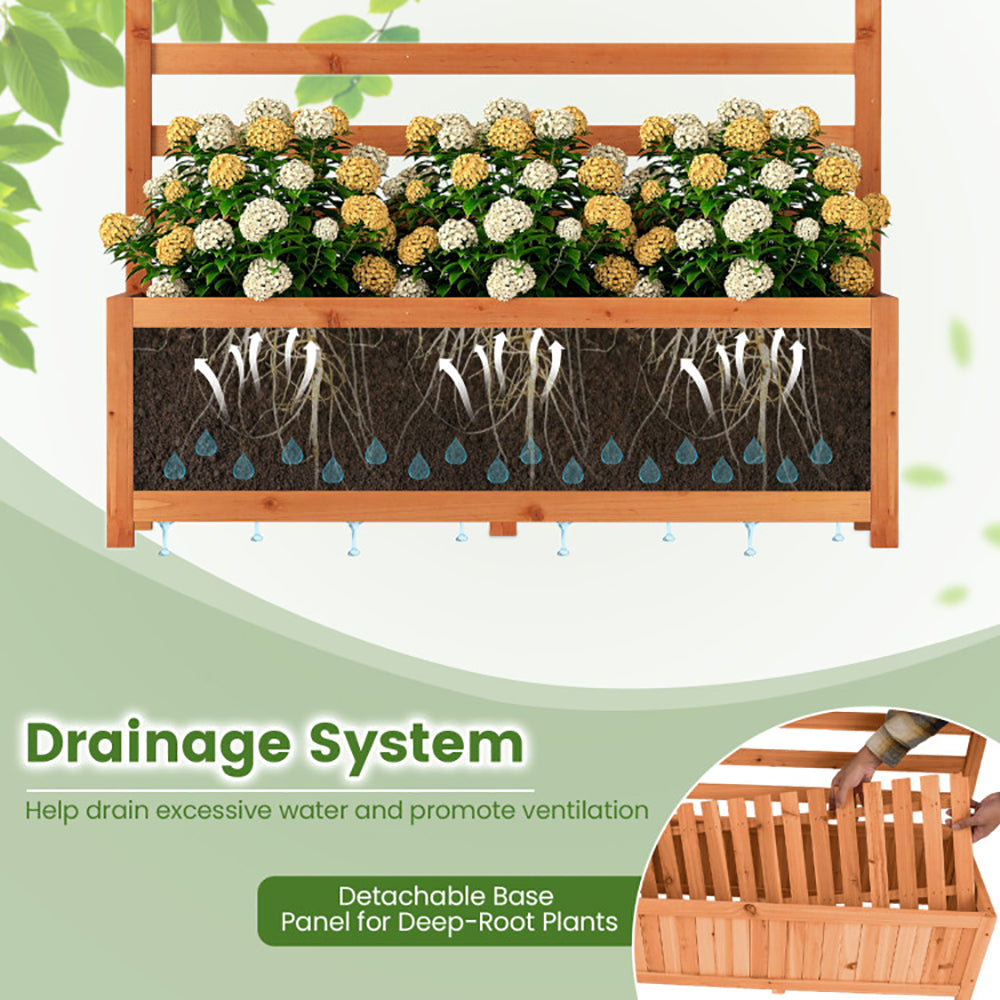 Wooden Raised Garden Bed 59 Inch Tall Elevated Planter Box With Vertical Trellis For Cultivating Vegetables, Flowers, Herbs, Etc