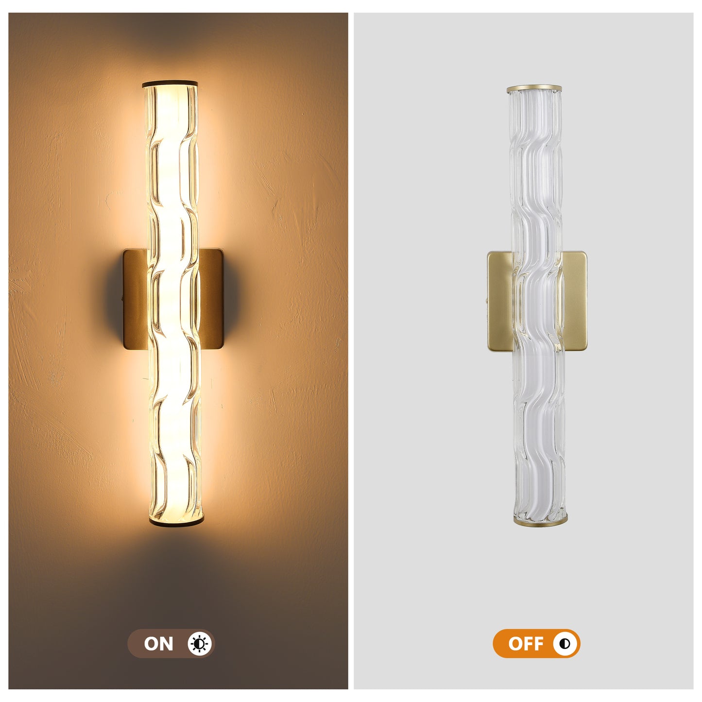 19.7in Gold Bathroom Wall Sconce Set Of 2, Modern Single Sconce Wall Lighting, Upgrated K9 Crystal Bronze Wall Light, Bedroom Vanity Sconce, Wall Lamp For Living Room, Stairway, Hallway