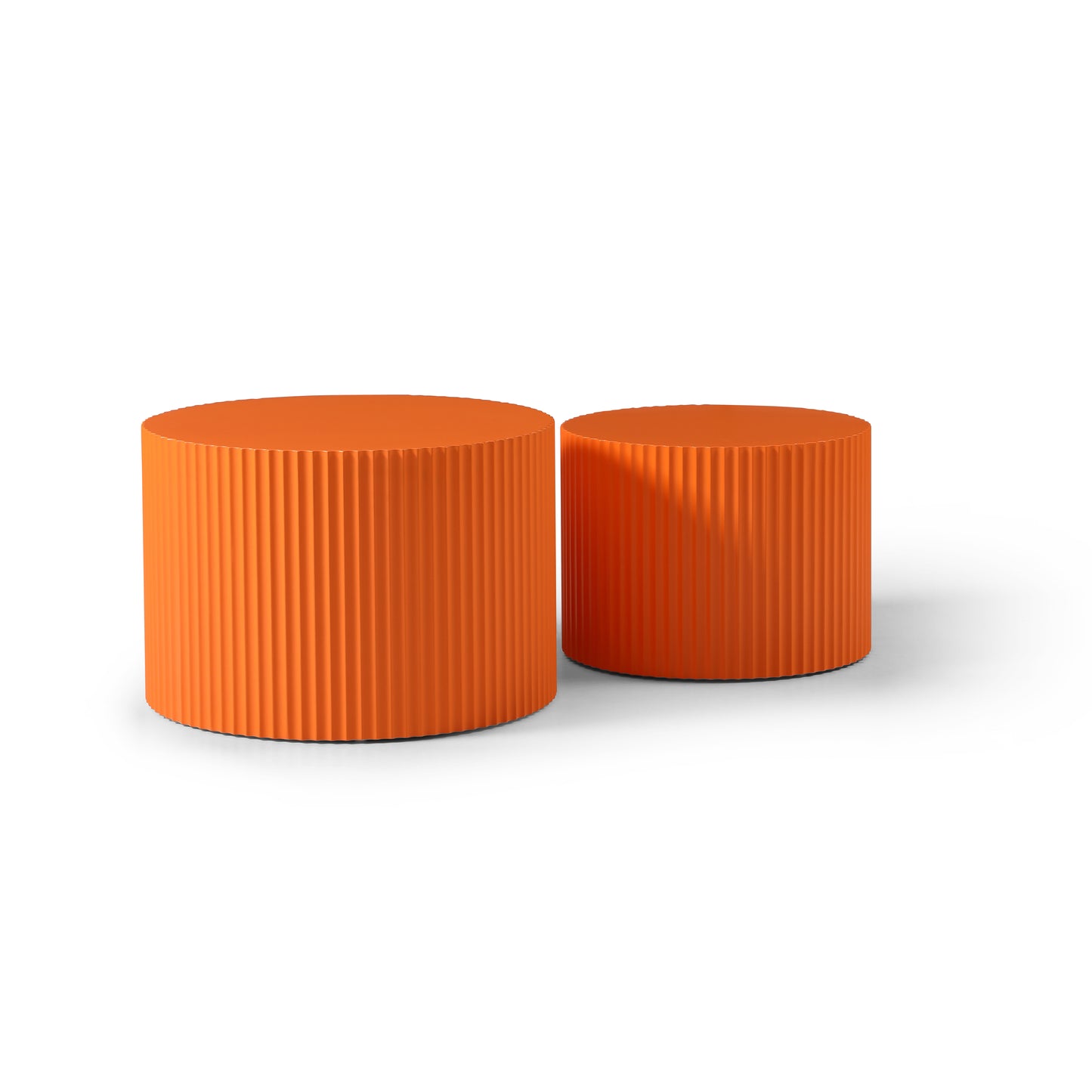 MDF Nesting Table Set Of 2,Handcraft Round Coffee Table For Living Room Leisure Area, Orange