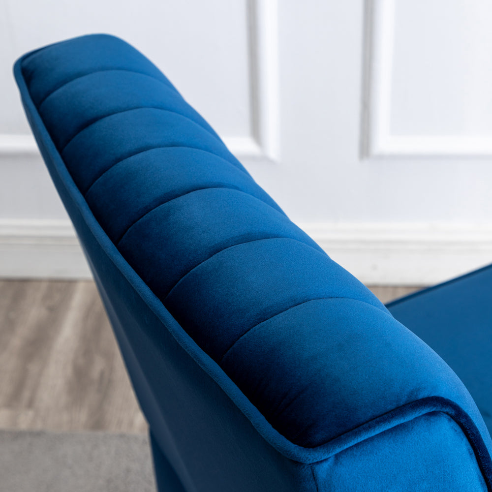 Reese Mid Century Modern Accent Chairs Set Of 2 With Minimalist Design, Elegant Velvet Upholstery And Solid Wood Legs, Ideal For Living Room Or Bedroom, Dark Blue