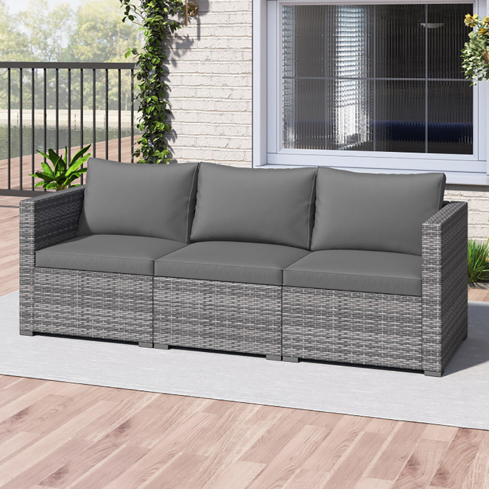 3 Pieces Patio Sectional Sofa Set PE Rattan Modular Couch Furniture Set With Soft Cushions Accommodates Up To 400 Lbs For The Patio, Garden, Poolside And More