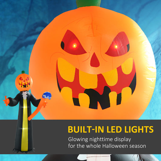 10ft Inflatable Halloween Pumpkin Head Ghost With Hammer, Blow Up LED  Display For Garden Indoor Outdoor
