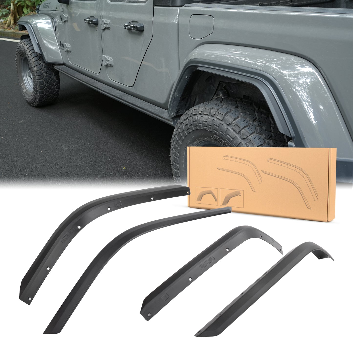 Front & Rear Fenders Compatible With 2020-2026  Wrangler Gladiator JT Sport & Willys  Fit JT Original Low Fender