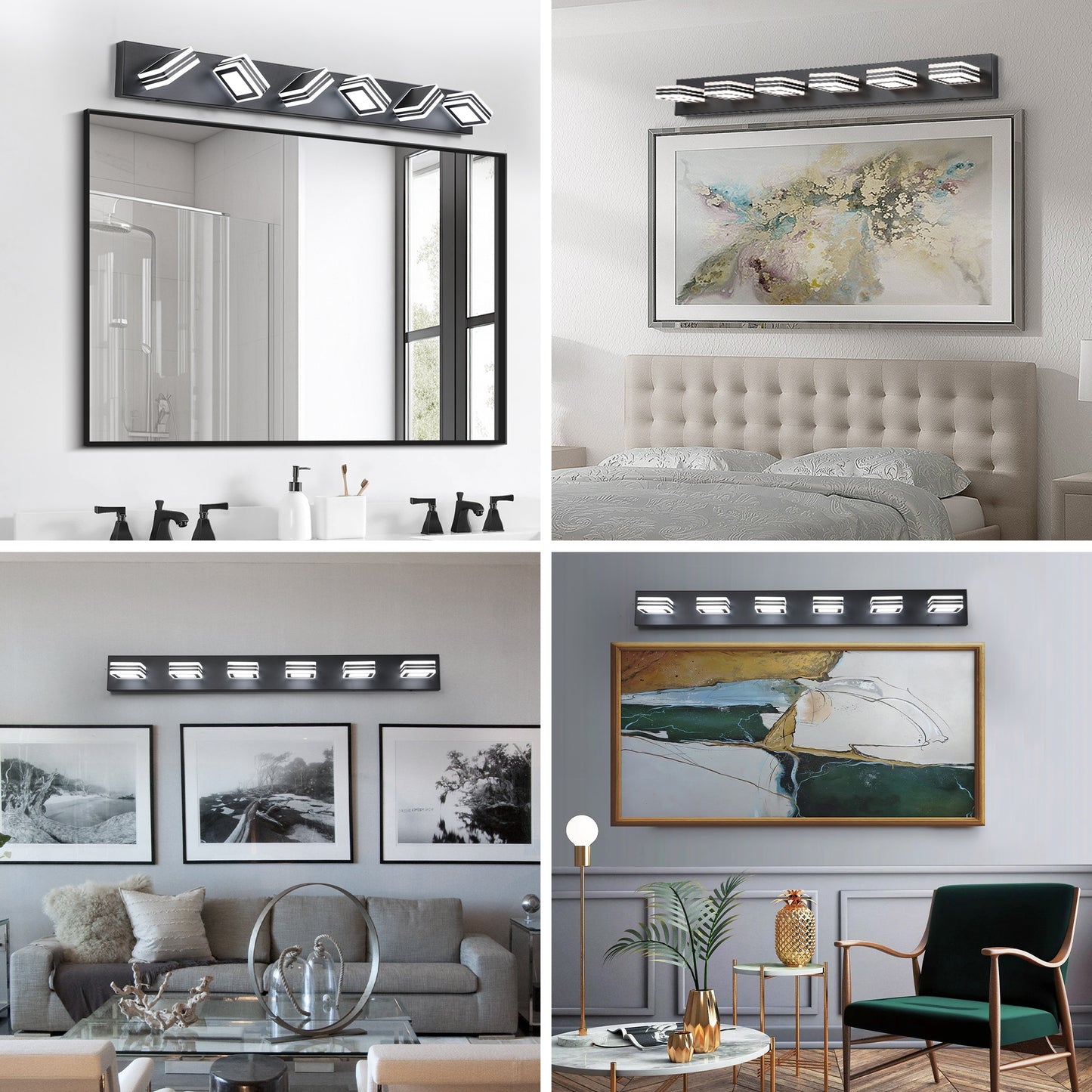40  Modern 6-Light LED Vanity Light - Sleek Bathroom Wall Fixture, Iron & Acrylic, Dimmable & Energy-Efficient, Ideal For Mirror Lighting
