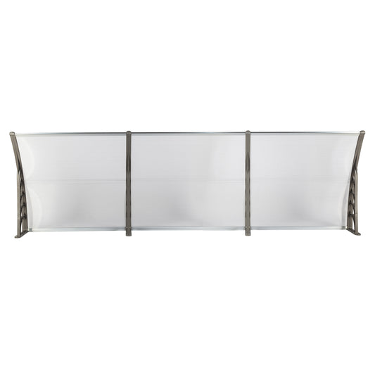 Window Awning Door Canopy 120x38inch, Polycarbonate Cover Front Door Outdoor Patio Awning Canopy UV Rain Snow Sunlight Protection Hollow Sheet, Clear Board & Grey Bracket