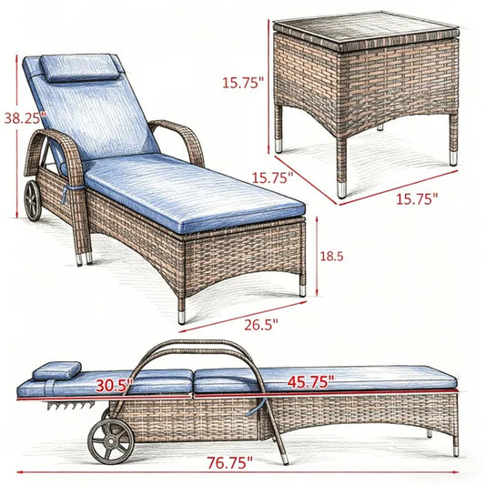 Lounge Chair Set Of 2 With Table