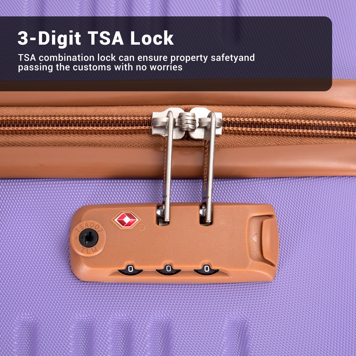 6 Piece Luggage Set, ABS Hard Shell Travel Suitcase With TSA Lock,LIGHT PURPLE