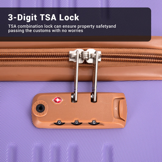 6 Piece Luggage Set, ABS Hard Shell Travel Suitcase With TSA Lock,LIGHT PURPLE