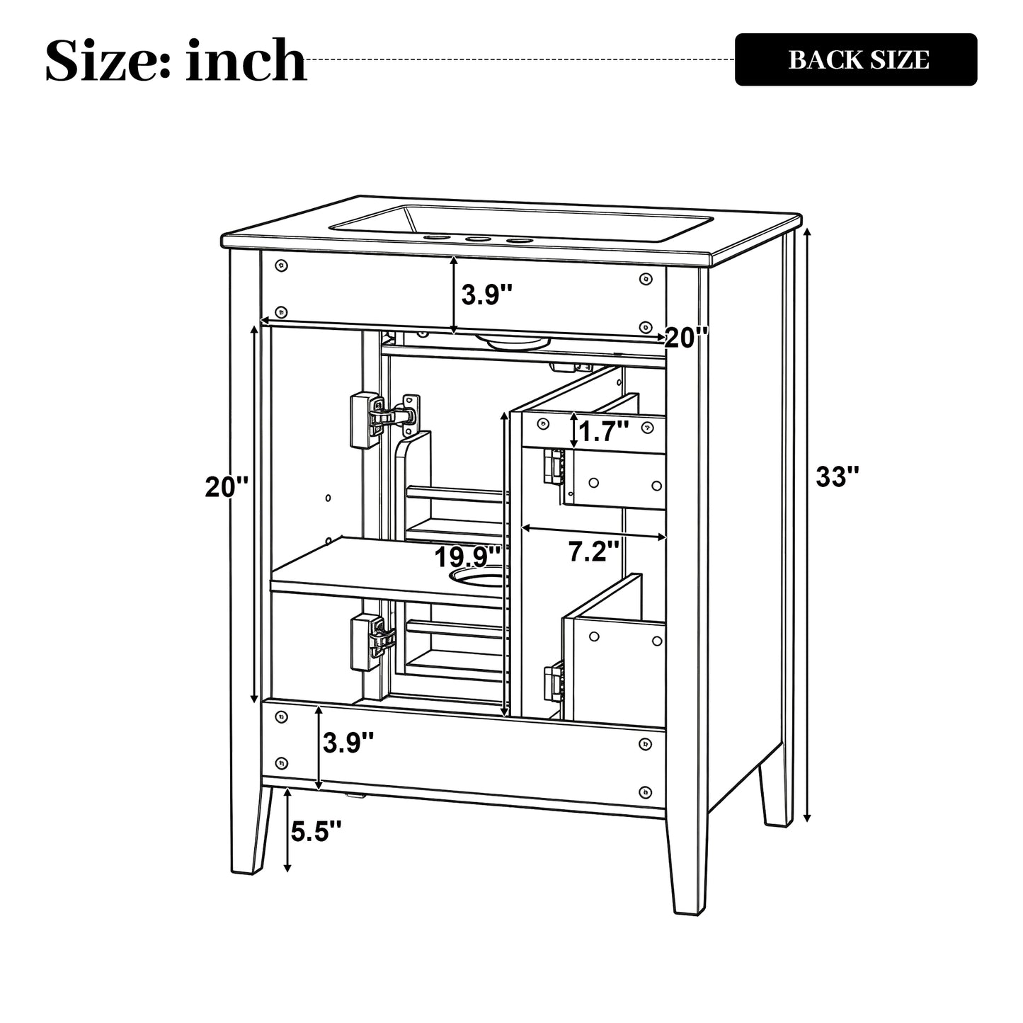 Video 24  Bathroom Vanity With Sink,Ceramic Sink,Bathroom Cabinet With 1 Tip-out Drawers And 2 Pull-out Storage Drawers, Soft-Closing Door With Storage Rack, Solid Wood Legs, One Package,Light Green