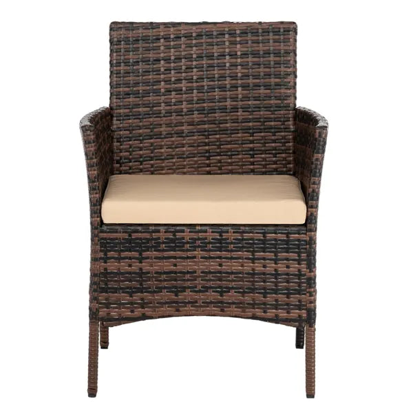 2pcs Arm Chairs 1pc Love Seat & Tempered Glass Coffee Table Rattan Sofa Set Brown Gradient(SAME AS 45313116)