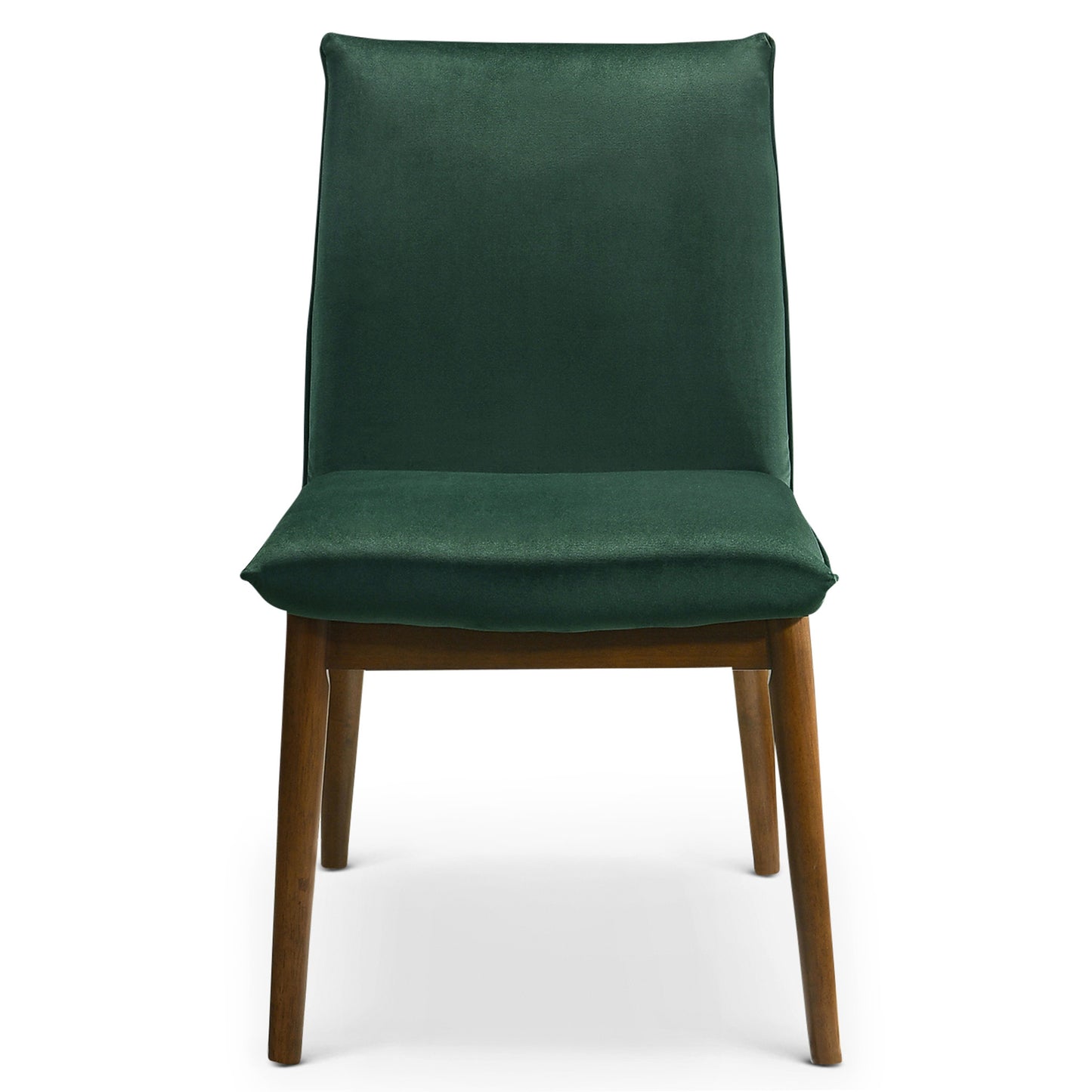 Monza Dark Green Velvet Dining Chair   Set Of 2   35  H X 20.3  W X 24.4  D With Solid Wood Legs Walnut Dining Chairs