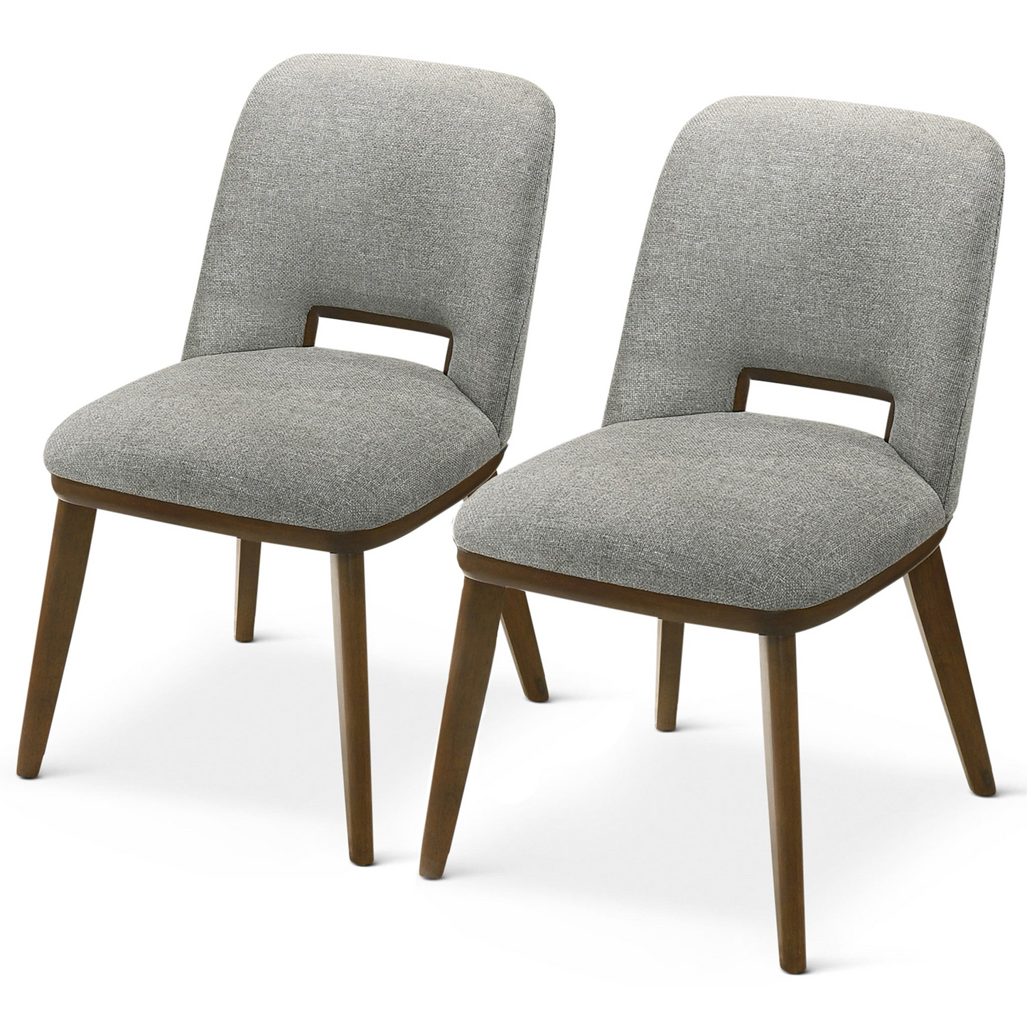 Blake Mid-Century Modern Light Grey Fabric Dining Chair   Set Of 2   With Walnut Solid Wood Base 33.7  H X 19.3  W X 24.8  D
