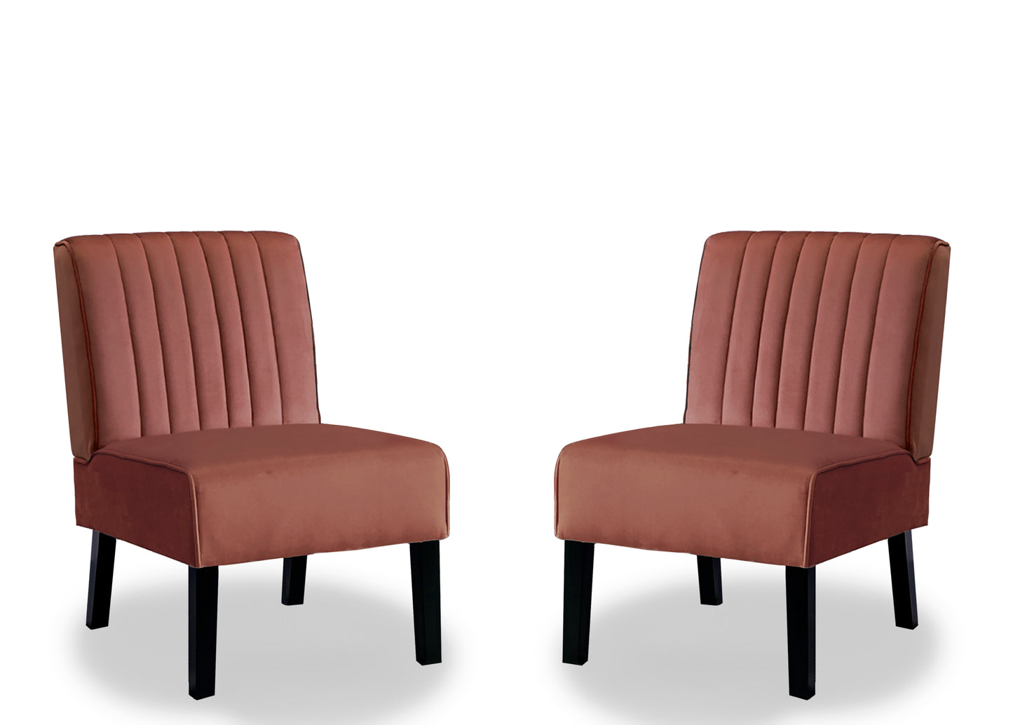 Reese Mid Century Modern Accent Chairs Set Of 2 With Minimalist Design, Elegant Velvet Upholstery And Solid Wood Legs, Ideal For Living Room Or Bedroom, Rose
