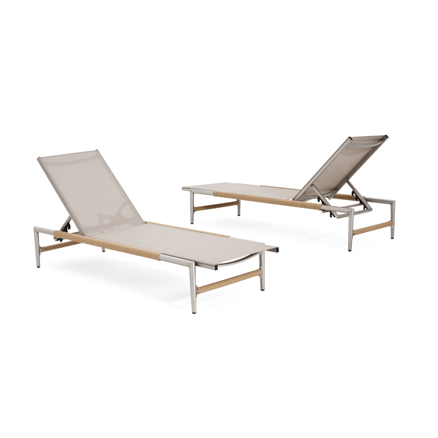 Hargrove Outdoor Patio Aluminum Chaise Lounge  Set Of 2