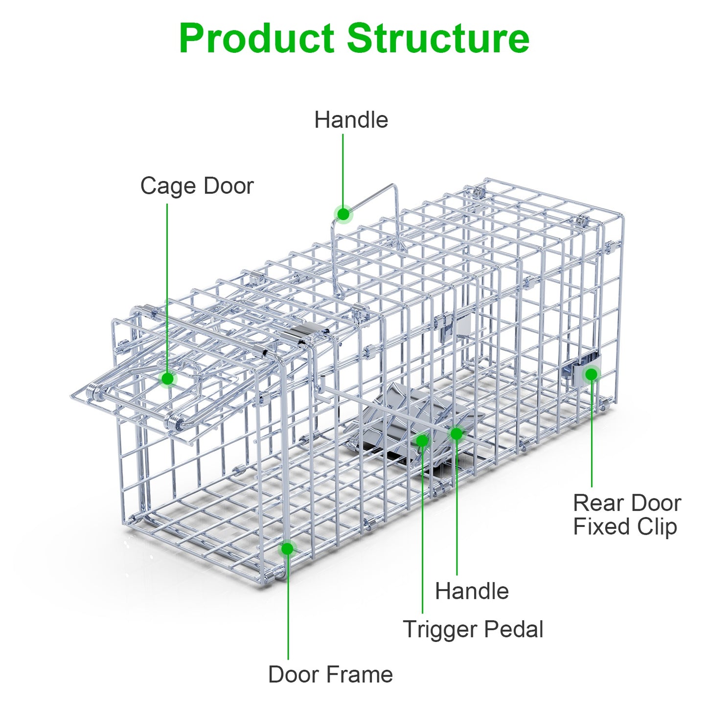 2Pcs Foldable Rat Trap Cage Humane Live Rodent Trap Cage Galvanized Iron Mice Mouse Control Bait Catch With Detachable L Shaped Rod For Kitchen Garden Warehouse