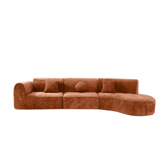 140  Modern Curved Sectional Sofa With High-Density Fully Compressed Sponge And Chaise Lounge, 3-Piece Set, Fully Assembled Right Hand Facing, Perfect For Living Room, Lounge