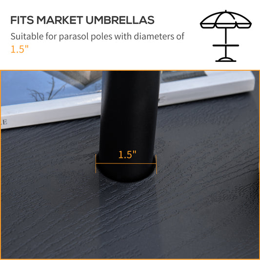 20" Umbrella Table Tray, Easy To Install Table-Top, Round Portable For Swimming Pool, Beach, Patio, Deck, Garden, Black