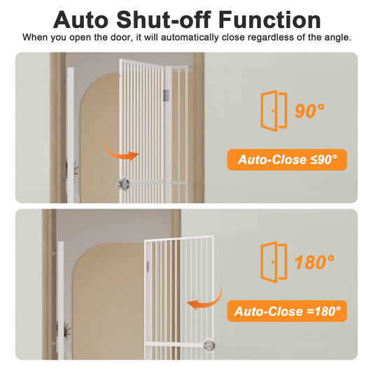 61  Extra Tall Cat Gate For Doorway, Adjustable Wide 30.2 -32.6  Dog Door With Cat Door, Suitable For Doorways Or Kitchen, No Drilling Pressure Mount Kit, White