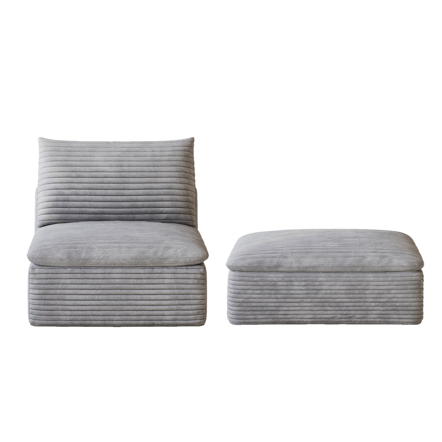 1 Middle Seat 1 Ottoman,Grey