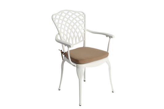 3 Piece Patio Bistro Set Cast Aluminum Bistro Table And Chairs Set Of 2 With Umbrella Hole,All Weather Metal Bistro Table Set,Outdoor Patio Furniture Set For Garden With Cushion White