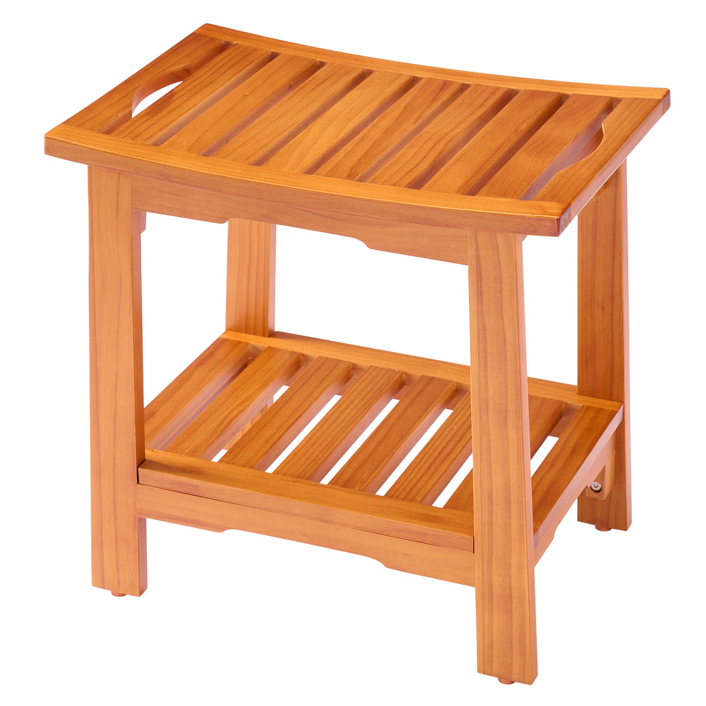 18-inch Solid Wood Bathroom Stool, Featuring A Wooden Seat Suitable For Use In The Shower And Vanity Area