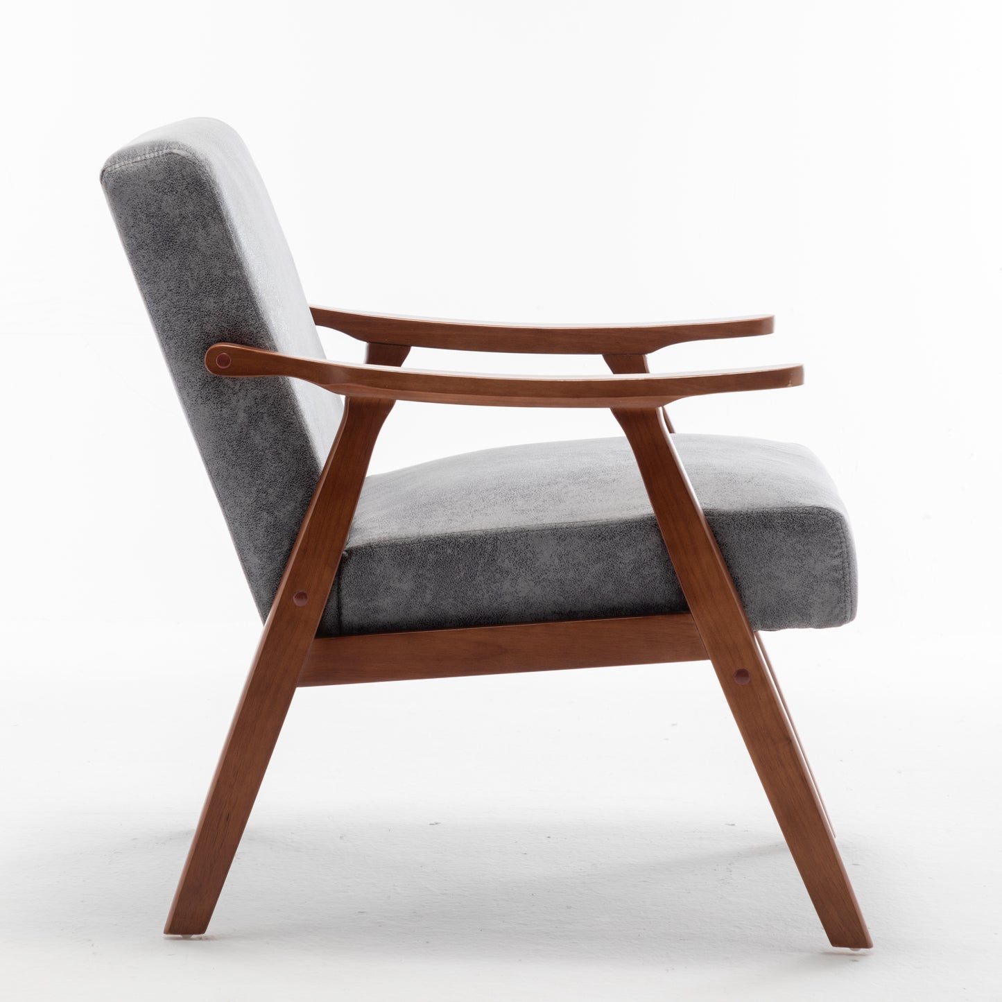 Accent Chair With Microfiber Upholstery And Solid Wood Frame, Classic Mid-Century Modern Living Room Furniture For Extra Seating, Grey