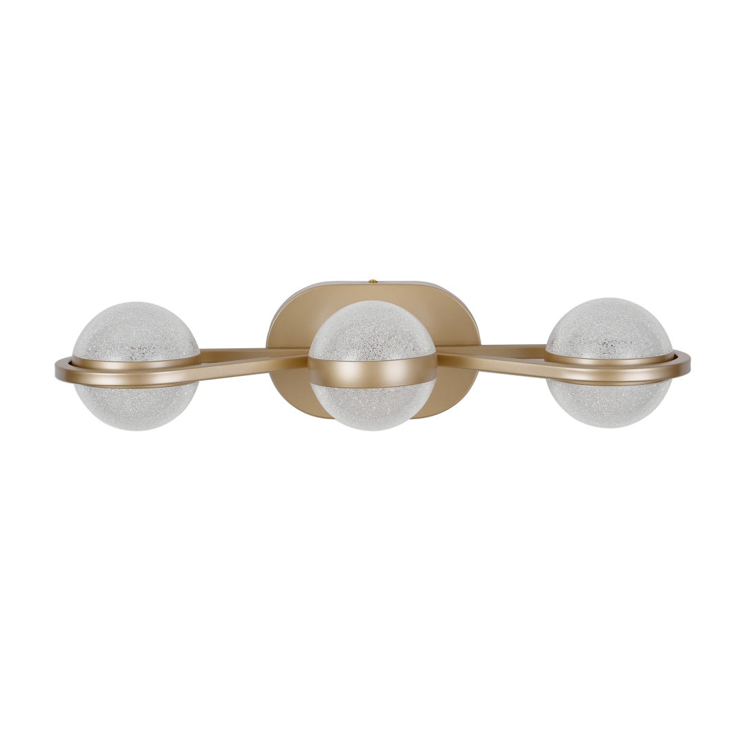 Bathroom Vanity Light, LED 3 Bulb Crystal Sand Acrylic Shades, Wall Mounted Decorative Lighting Fixture, Suitable For Bathroom Vanity Mirror Champagne Gold