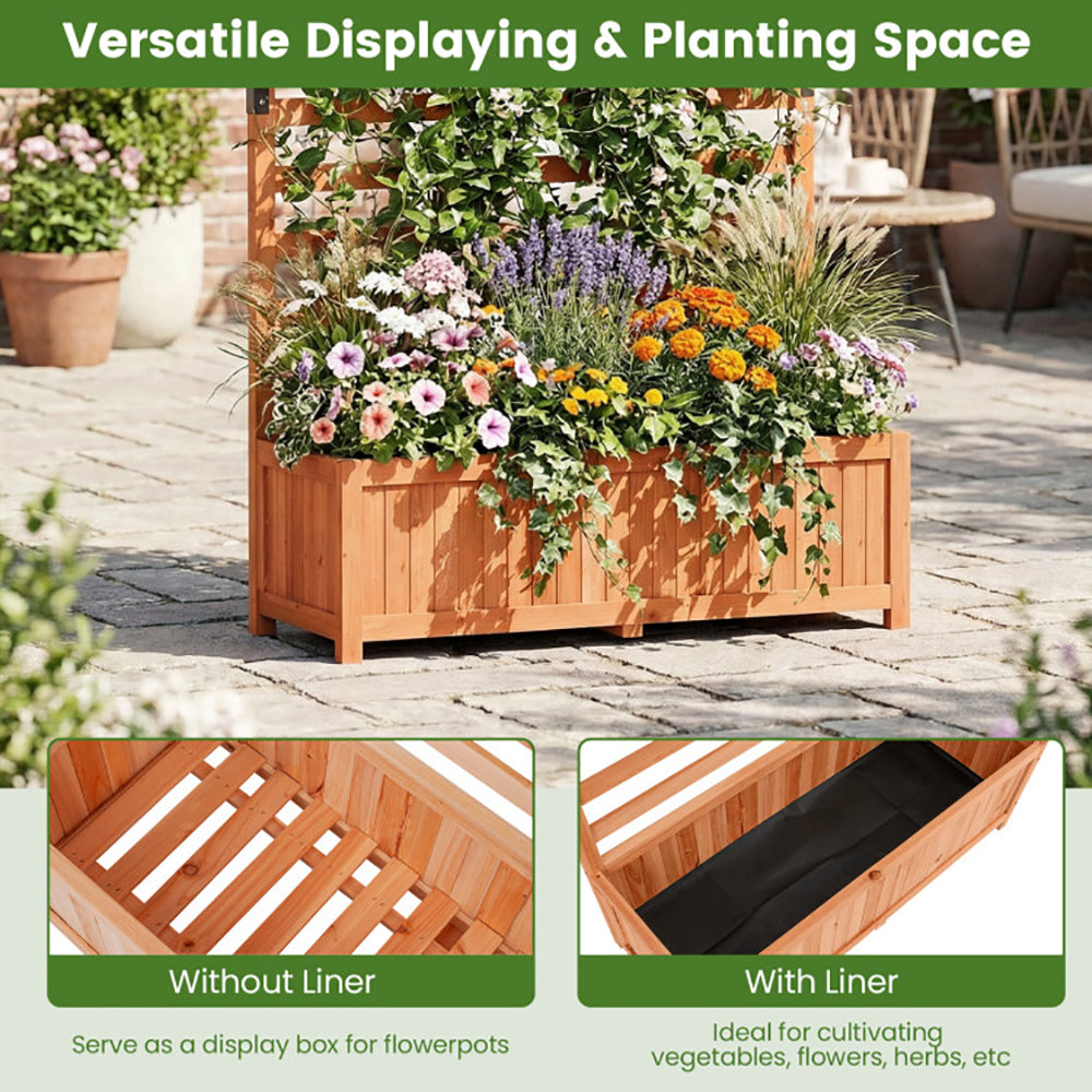 Wooden Raised Garden Bed 59 Inch Tall Elevated Planter Box With Vertical Trellis For Cultivating Vegetables, Flowers, Herbs, Etc