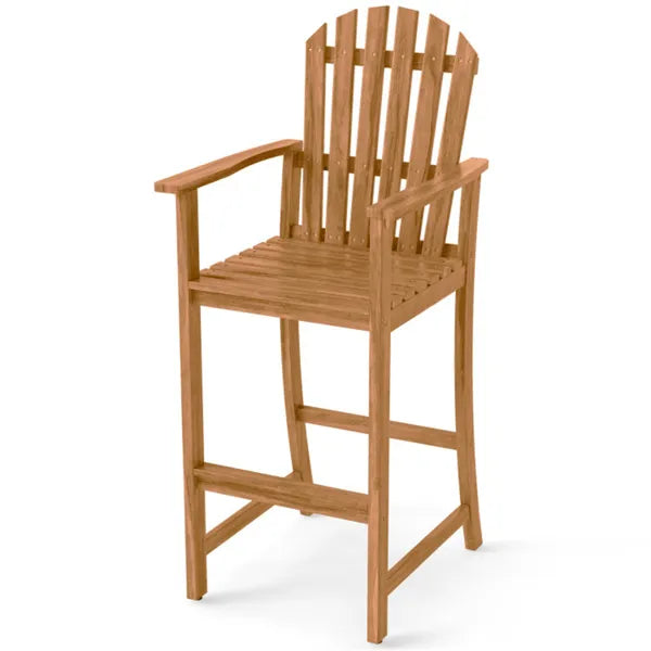 31" Seat Height Outdoor Bar Stool, Slatted Design Ergonomic Tall Chair For 40"-43" Bar Table
