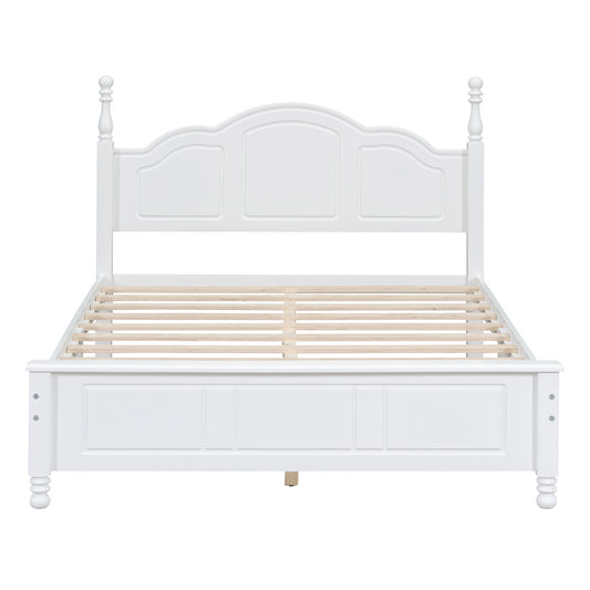 3-Pieces Bedroom Sets,Full Size Wood Platform Bed And Two Nightstands-White
