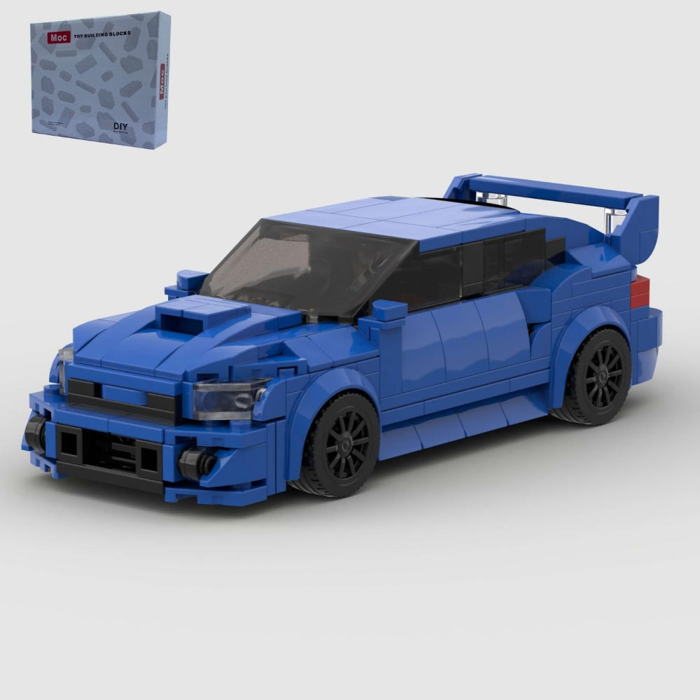 303PCS Blue JDM Rally Car Building Blocks, WRX STI Inspired Sports Sedan Toy With Rear Wing Kit For Kids 6 And Adults ,Collectible Drift Car Gift