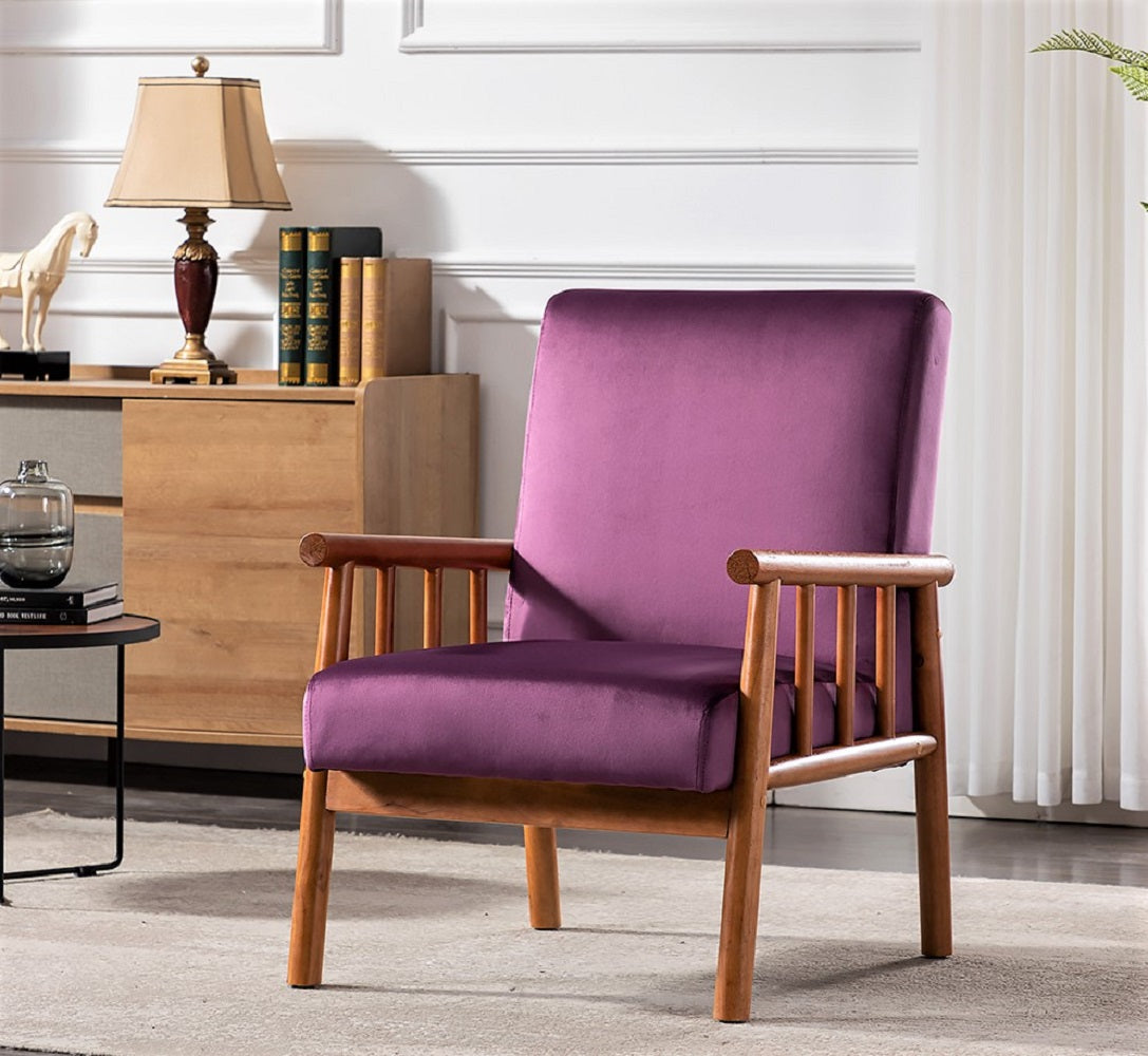 25     Wide Classic Mid-Century Modern Arm Chair, Eggplant