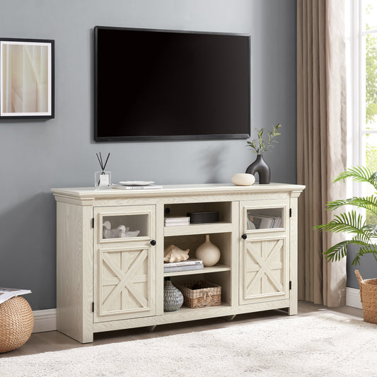 2 Doors Cabinet Farmhouse  Cabinet, Farmhouse TV Stand Barn Design,Modern Farmhouse TV Media Stand, Large Barn Inspired Home Entertainment Console,WHITE, 60.23 Wx15.35 Dx31.7 H