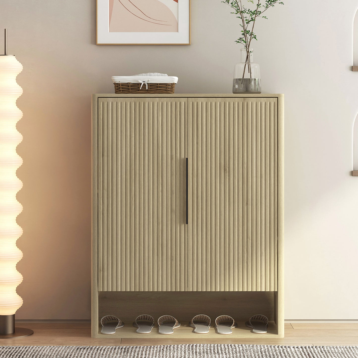 Shoe Storage Cabinet, Wooden Shoe Cabinet With Doors Modern Shoe Organizer With Adjustable Shelves,for Entryway, Hallway, Living Room