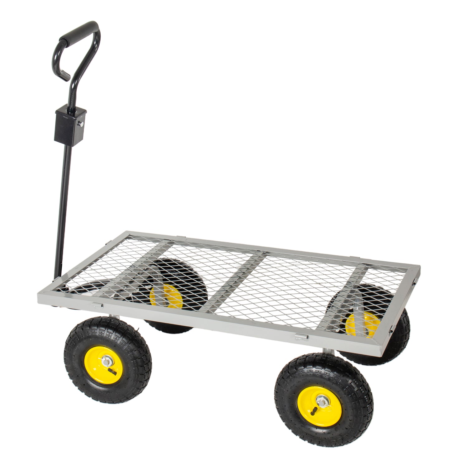 4-in-1 Oversized Steel Dump Garden Cart 880lbs Pullable Mesh Metal Garden Cart All- Terrain Utility Cart With Removable Liner & Side Panels & Mesh Tray For Outdoor Lawn Patio And Landscaping Gray