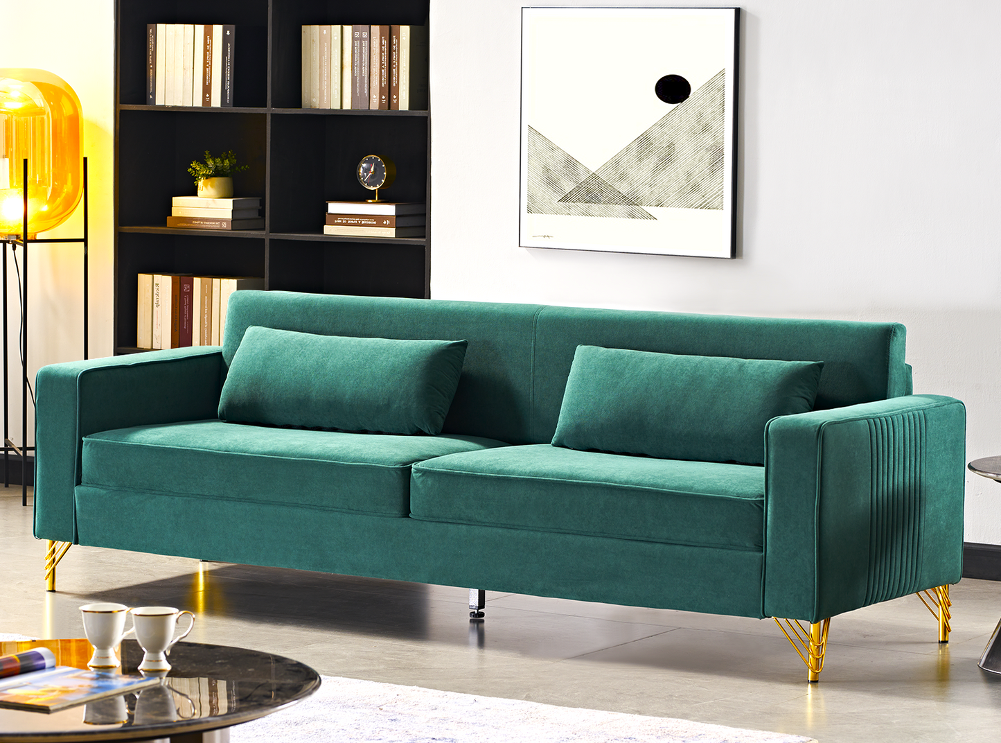 Aesthetic 85.8   Velvet Sofas For Living Room, 3 Seater Couch With Classic Modern Appeal And Luxurious Soft Comfort, Easy To Maintain, Green