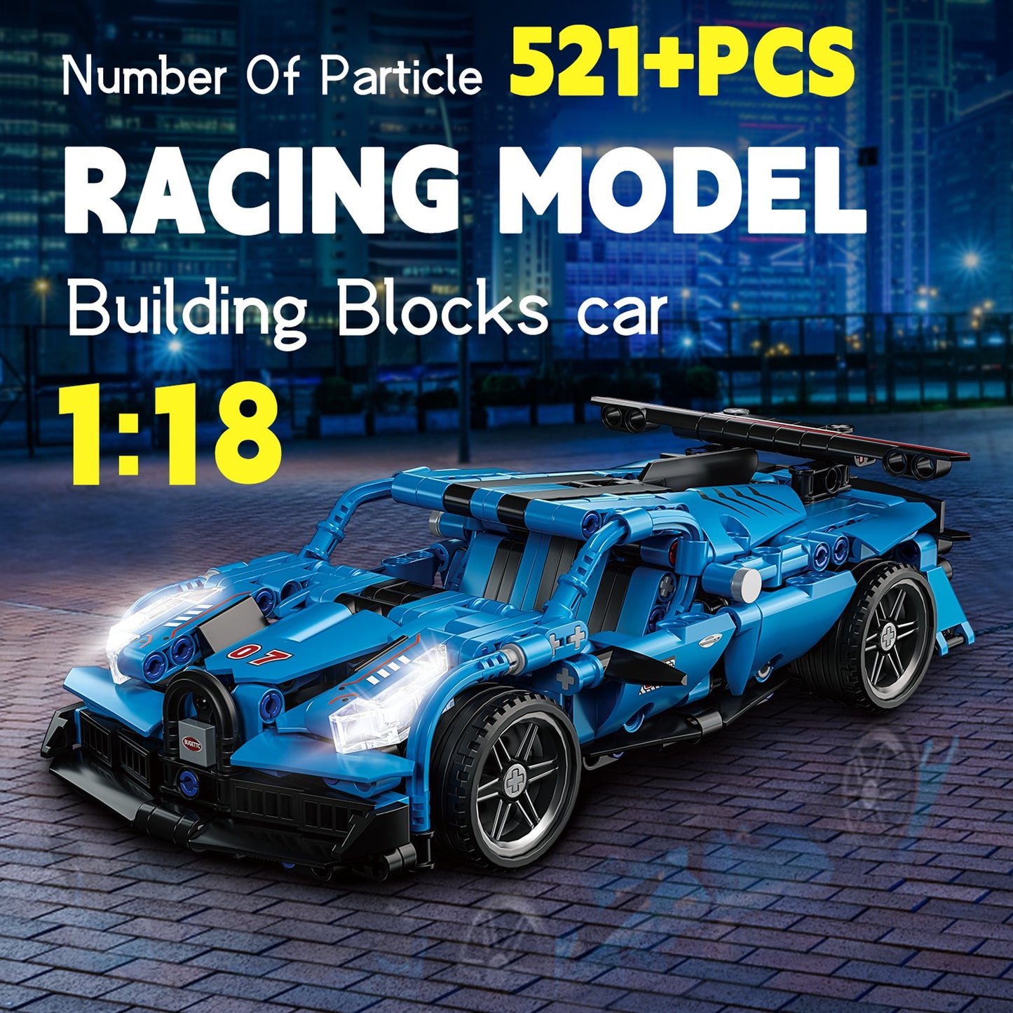 Pull Back Car Building Block Kit For Kids Over 6 Years Old Racing Vehicle Model Assembly Toy