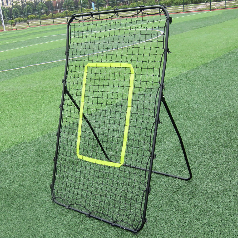 Steel Pipe Rebound Soccer Football Goal Black,Adjustable Rebounder Net,55.12 X 35.43 X 31.50, For Soccer, Football,Lacrosse, Baseball, Tennis