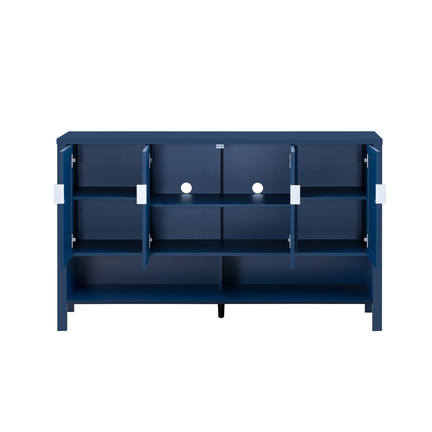 U-STYLE 55.1 Storage Sideboard With 4- Doors Multi Functional Buffet With Open Shelf And 2- Tiers Adjustable Shelves Modern Cabinet With Double Hooks Suitable For Living Room  Hallway  Dining Office.