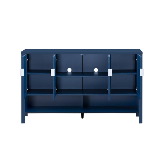 U-STYLE 55.1 Storage Sideboard With 4- Doors Multi Functional Buffet With Open Shelf And 2- Tiers Adjustable Shelves Modern Cabinet With Double Hooks Suitable For Living Room  Hallway  Dining Office.
