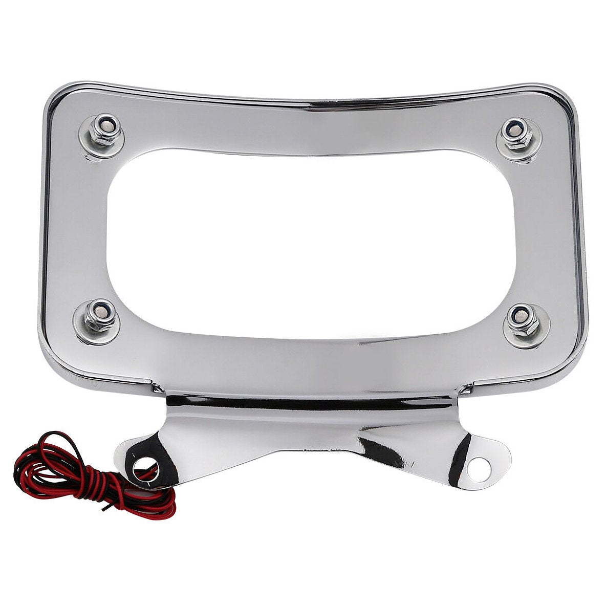 Chrome Curved Laydown License Plate Mount Frame W-Light For Harley-Davidson