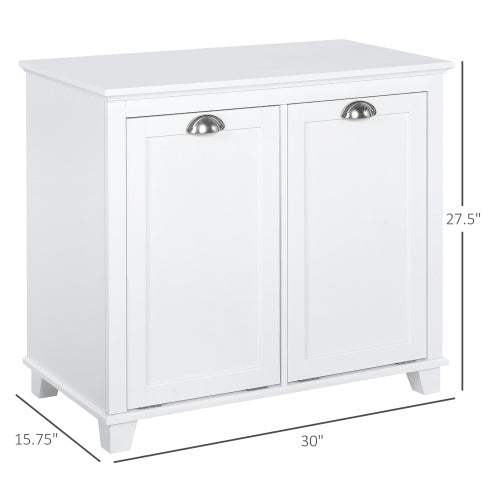 HOMCOM Tilt-Out Laundry Sorter Bathroom Cabinet, White