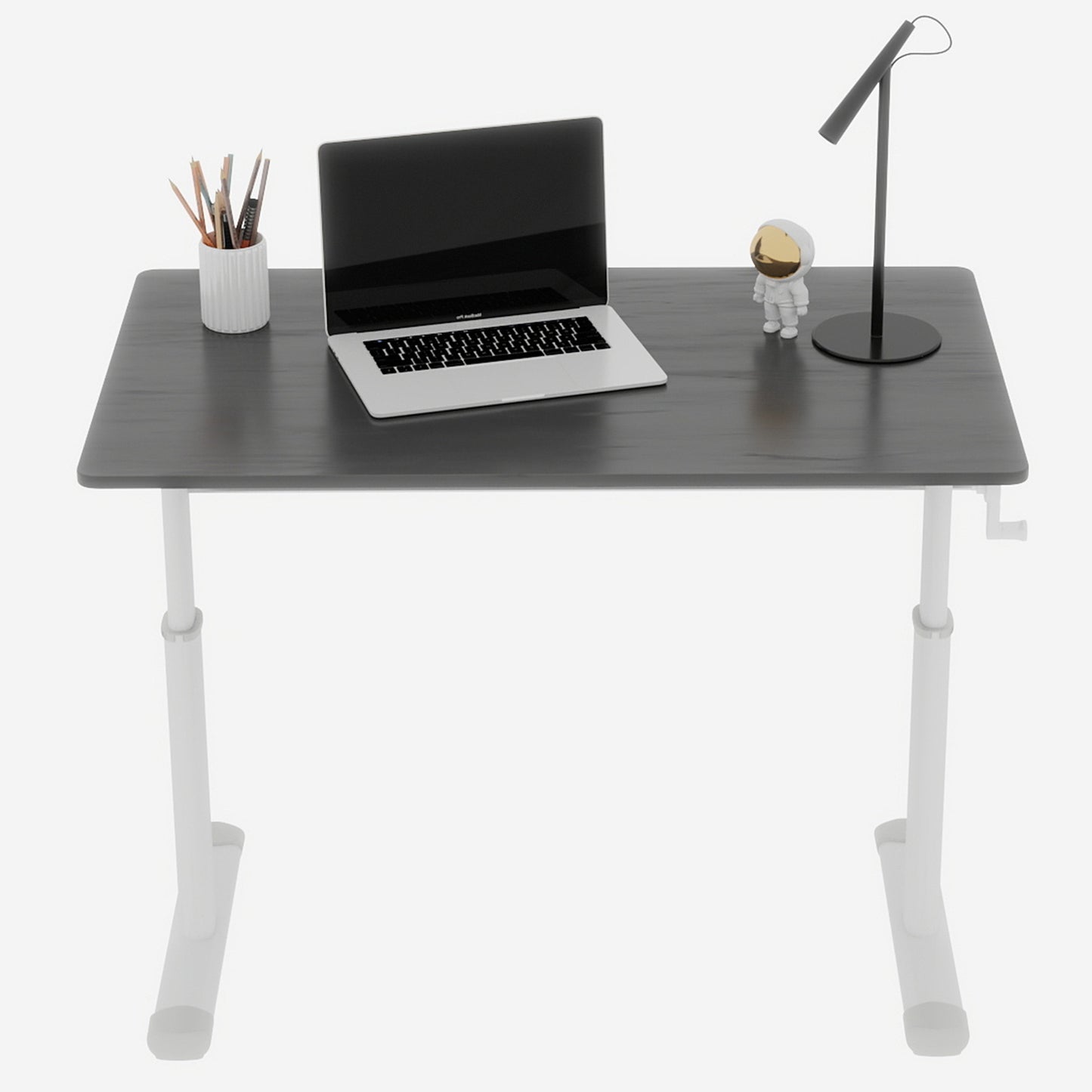 Adjustable Study Desk Suitable For Children And Adults, Height-adjustable, Multi-functional Home Office Desk, Compact Design, Desktop Dimensions 60cm X 100cm, White Frame, Gray Tabletop.