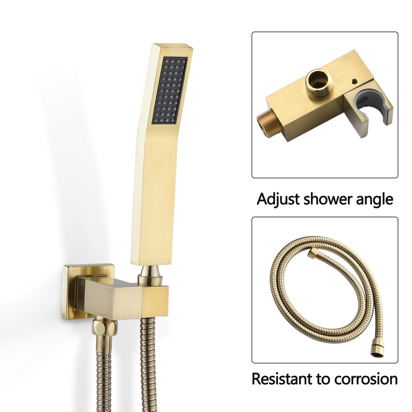 Shower Set Brushed Gold 10 Inch Bathroom Deluxe Shower Mixer Shower Combination Set Wall Mounted Shower Head System Shower Faucet