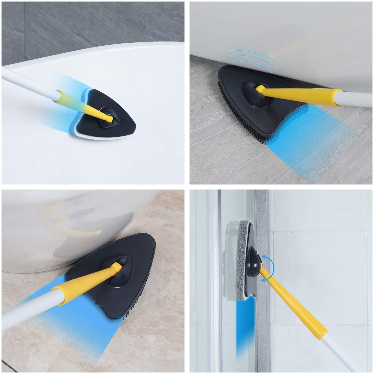 Tub Tile Scrubber Brush 2 In 1 Cleaning Brush Pole Stiff Bristles Scouring Pads For Cleaning Bathroom Kitchen Toilet Wall Tub Tile Sink Non-scratch