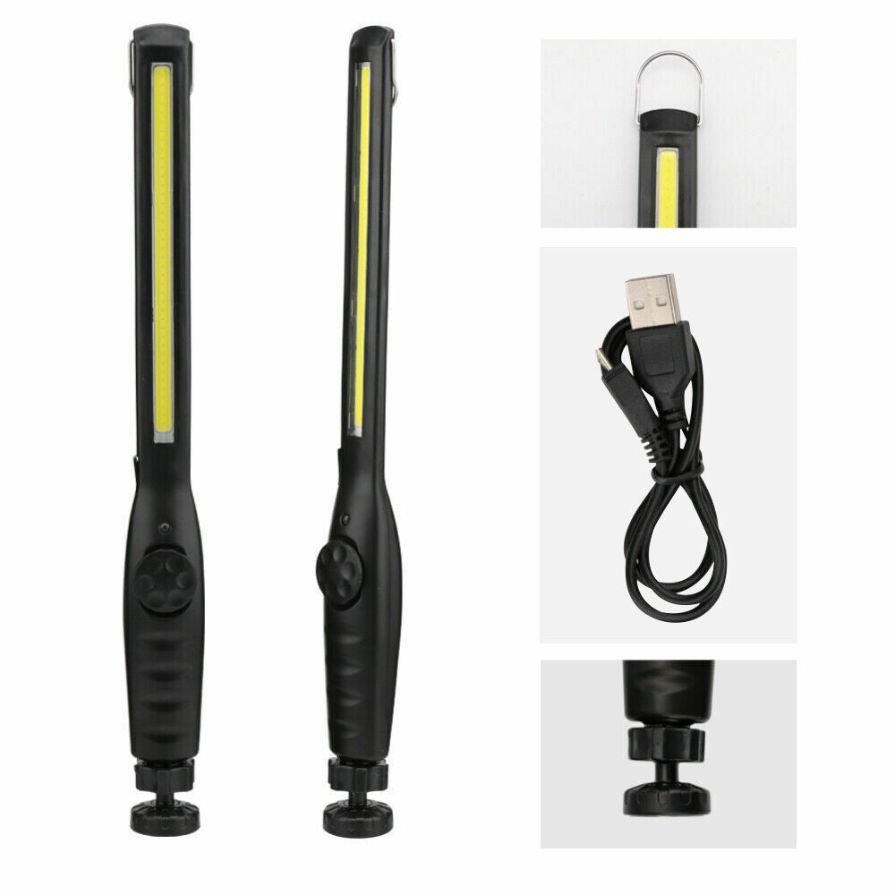 LED USB Rechargeable Work Light Magnetic Flashlight Flexible Cordless Torch Automotive Inspection Emergency Light 2 PACK