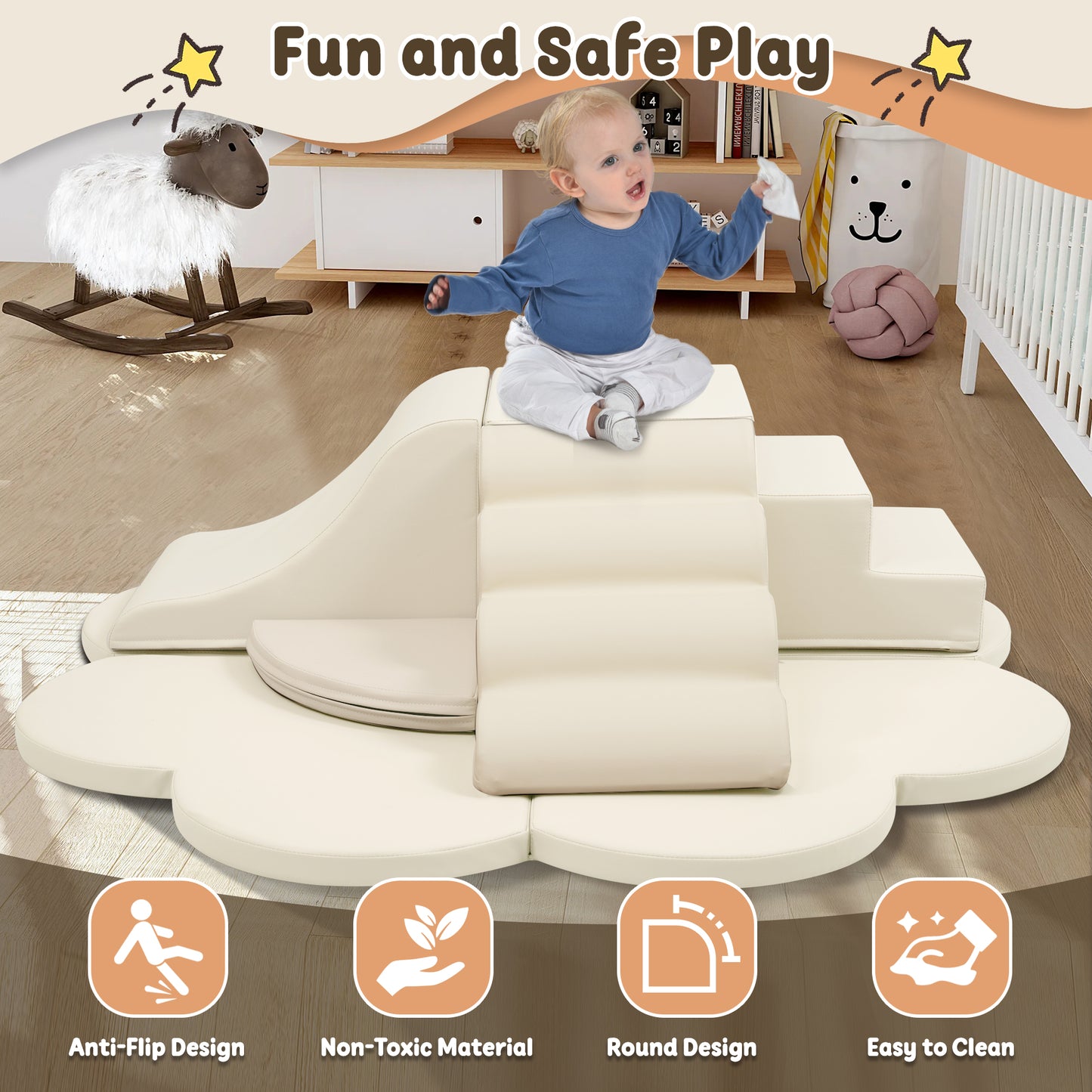 Soft Foam Block Play Structures Climbers For Child Development, 6-Piece Baby Foam Climbing Foam, Climbing Crawling Toys Soft Foam Blocks Activity Play Set