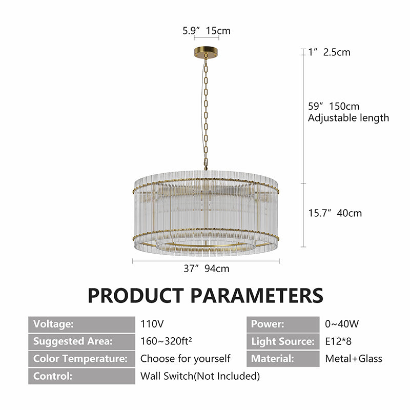 37 Modern Gold Round Chandelier,2-Tier 8-Light Water Ripple Crystal Glass Chandeliers,for Dining Room,Living Room,Bedroom,High Ceiling,Foyer Entryway,Luxury Chandelier