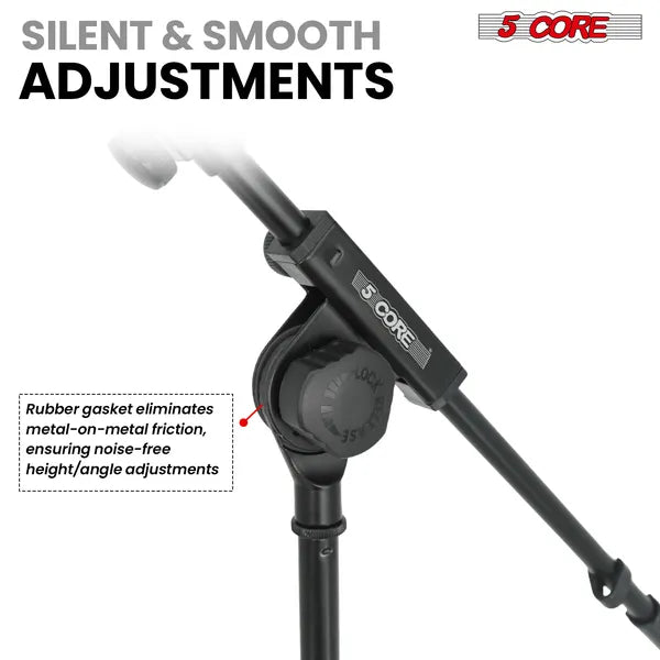 5 Core Mic Stand Adjustable Microphone Stands Floor W 180° Rotating Telescoping Metal Boom Arm