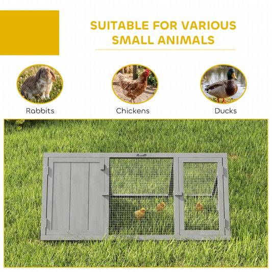 Wooden Guinea Pig Hutch With Run And Doors, Outdoor Triangle Bunny House For Rabbits,Duck And Chicken